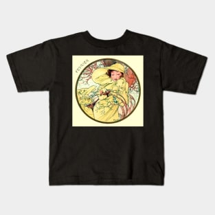 Art Nouveau February Calendar Alphonse Mucha Kids T-Shirt